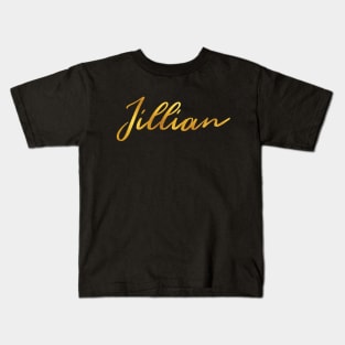 Jillian Name Hand Lettering in Faux Gold Letters Kids T-Shirt